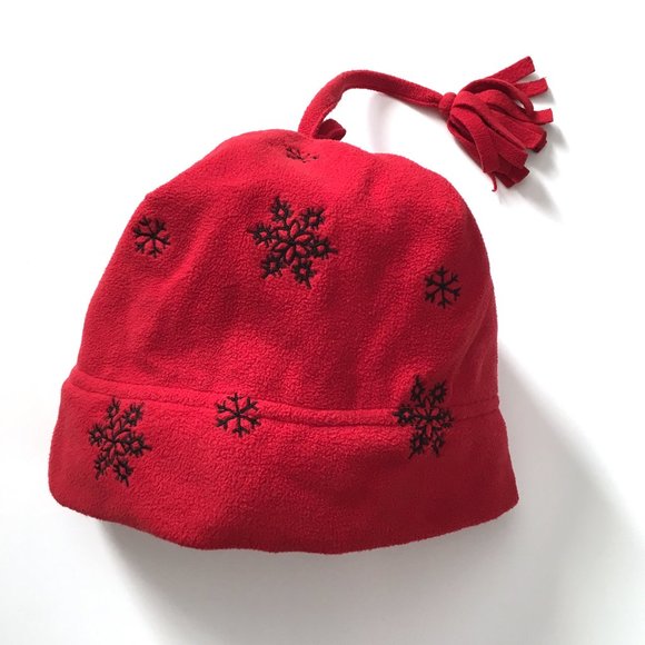 Outbrook Accessories - Outbrook Women's Fleece Red Black Snowflake Hat